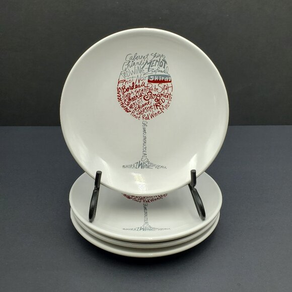 Signature Housewares Room Creative Wine Word Appetizer Plates Dessert Plates - Picture 2 of 5